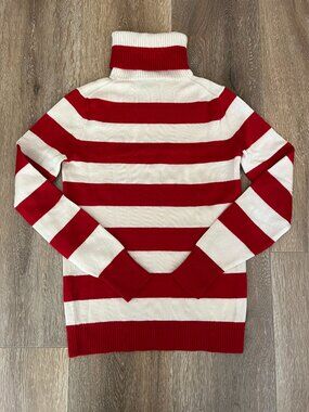 NWOT MARC JACOBS 100% Wool Striped Turtleneck Sweater Red Ivory Size S